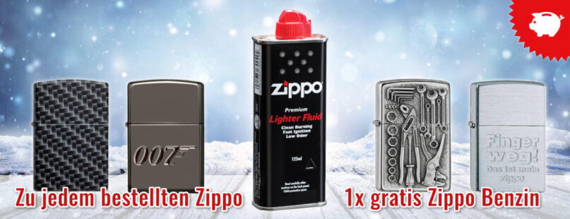 Zu jedem bestellten Zippo 1x gratis Zippo Benzin